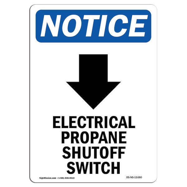 Safety Sign, OSHA Notice, 5" Height, Electrical Propane Sign With Symbol, Portrait, 10PK